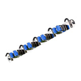 Punch Free Wall Mount Mop Broom Holder 4 Clips 5 Hooks Stainless Steel Mop Broom Holder Blue