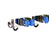 Punch Free Wall Mount Mop Broom Holder 4 Clips 5 Hooks Stainless Steel Mop Broom Holder Blue - Close-Up Angle