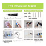 Punch Free Wall Mount Mop Broom Holder 4 Clips 5 Hooks Stainless Steel Mop Broom Holder Blue