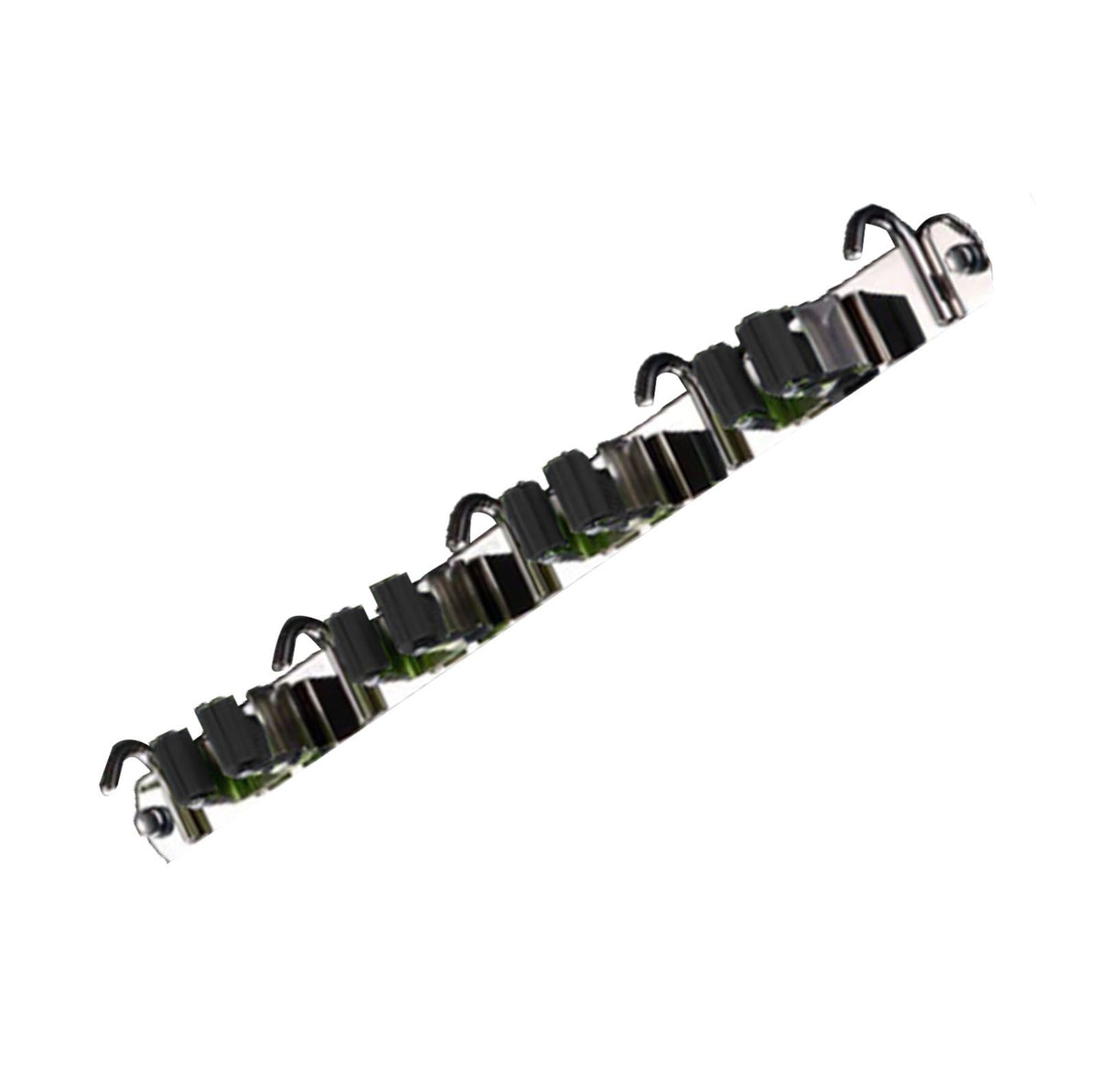 Punch Free Wall Mount Mop Broom Holder 4 Clips 5 Hooks Stainless Steel Mop Broom Holder Black