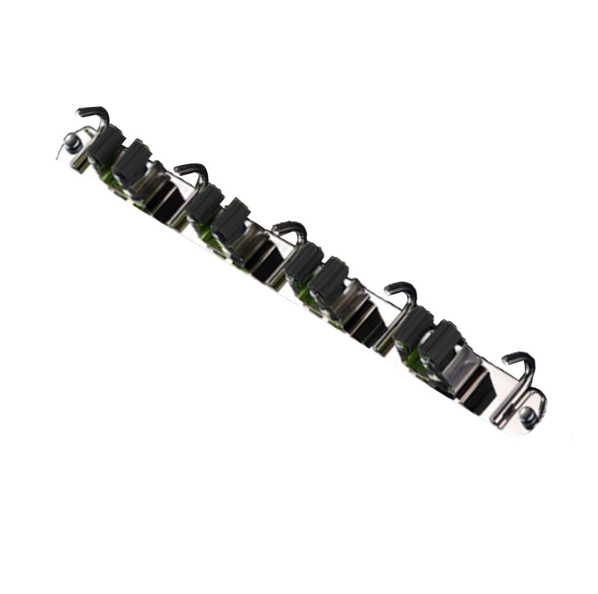 Punch Free Wall Mount Mop Broom Holder 4 Clips 5 Hooks Stainless Steel Mop Broom Holder Black
