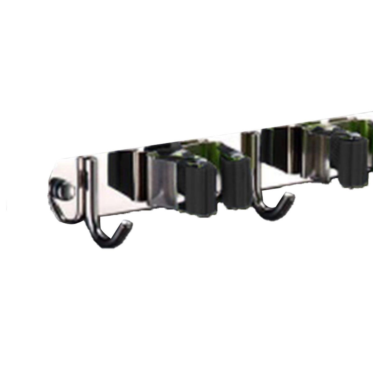 Punch Free Wall Mount Mop Broom Holder 4 Clips 5 Hooks Stainless Steel Mop Broom Holder Black