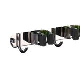 Punch Free Wall Mount Mop Broom Holder 4 Clips 5 Hooks Stainless Steel Mop Broom Holder Black - Close-Up Angle