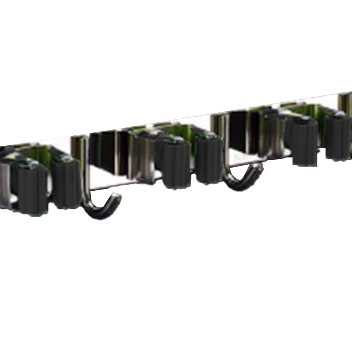 Punch Free Wall Mount Mop Broom Holder 4 Clips 5 Hooks Stainless Steel Mop Broom Holder Black