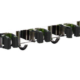 Punch Free Wall Mount Mop Broom Holder 4 Clips 5 Hooks Stainless Steel Mop Broom Holder Black - Low Angle