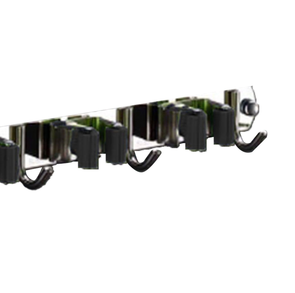 Punch Free Wall Mount Mop Broom Holder 4 Clips 5 Hooks Stainless Steel Mop Broom Holder Black