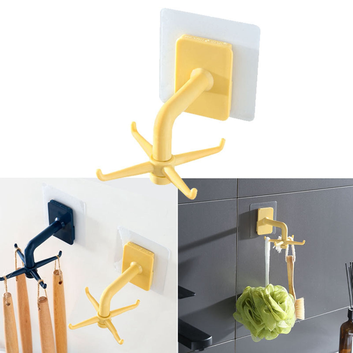 Hanging Utensil Holder Hooks 4 Claws 360° Rotatable Moisture Proof Strong Bearing Capacity for Water Bottle Pot Towel