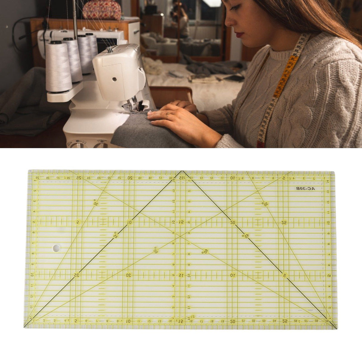 Acrylic Quilt Ruler DIY Precise Scale Transparent Quilting Ruler for Sewing Measuring Patchwork