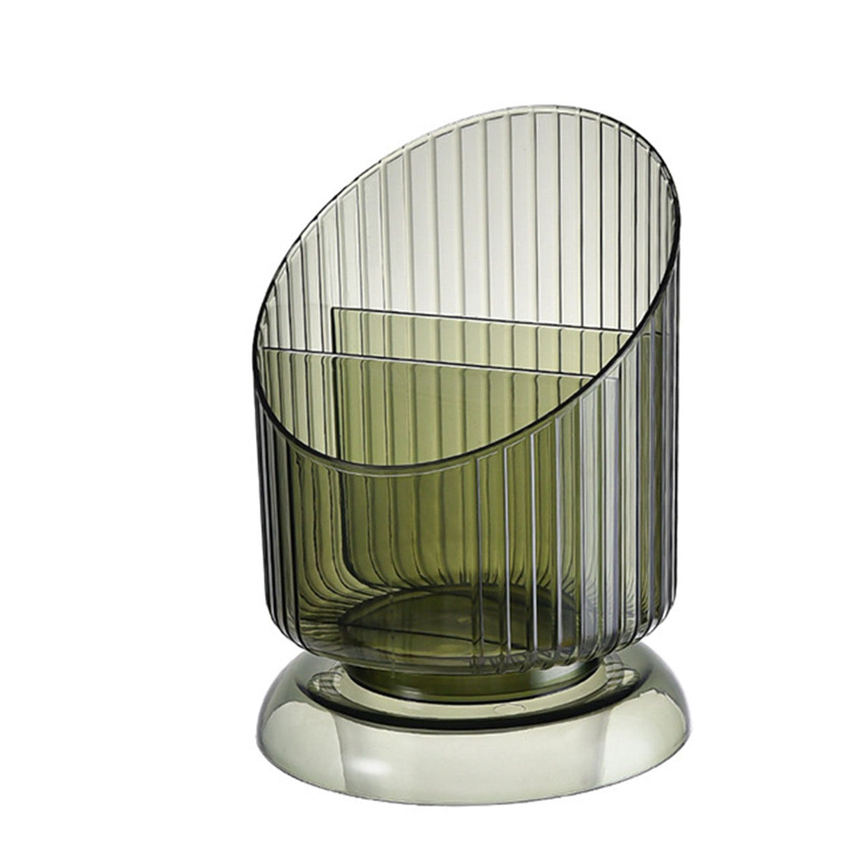 Makeup Brush Holder Organizer Plastic Transparent Round Makeup Brush Storage Holder Cup for Pen Pencil Green Free Size