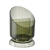 Makeup Brush Holder Organizer Plastic Transparent Round Makeup Brush Storage Holder Cup for Pen Pencil Green Free Size - Front View