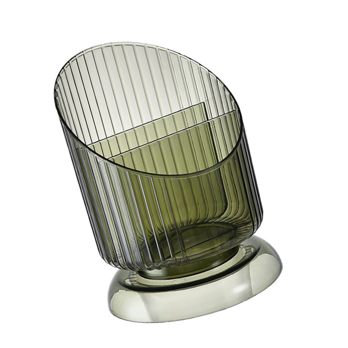 Makeup Brush Holder Organizer Plastic Transparent Round Makeup Brush Storage Holder Cup for Pen Pencil Green Free Size