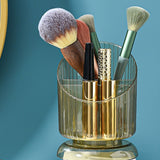 Makeup Brush Holder Organizer Plastic Transparent Round Makeup Brush Storage Holder Cup for Pen Pencil Green Free Size - Extra Image