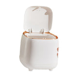 Push Type Desktop Trash Bin with Lid Fashionable Double Layer Large Opening Garbage Container for Living Room White - Side View