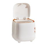 Push Type Desktop Trash Bin with Lid Fashionable Double Layer Large Opening Garbage Container for Living Room White - Top-Down View