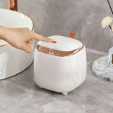 Push Type Desktop Trash Bin with Lid Fashionable Double Layer Large Opening Garbage Container for Living Room White