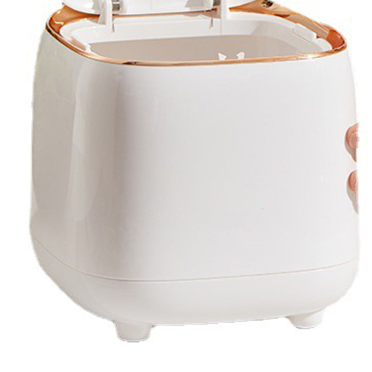 Push Type Desktop Trash Bin with Lid Fashionable Double Layer Large Opening Garbage Container for Living Room White