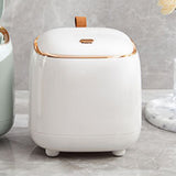 Push Type Desktop Trash Bin with Lid Fashionable Double Layer Large Opening Garbage Container for Living Room White - Extra Image