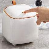 Push Type Desktop Trash Bin with Lid Fashionable Double Layer Large Opening Garbage Container for Living Room White - Extra Image