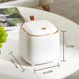 Push Type Desktop Trash Bin with Lid Fashionable Double Layer Large Opening Garbage Container for Living Room White - Extra Image
