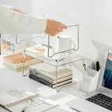 Stackable Clear Organizer Plastic Transparent Tabletop Storage Rack for Makeup Kitchen Tool Stationery One Tier Free Size