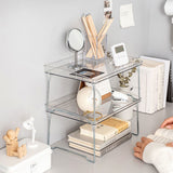 Stackable Clear Organizer Plastic Transparent Tabletop Storage Rack for Makeup Kitchen Tool Stationery One Tier Free Size - Extra Image