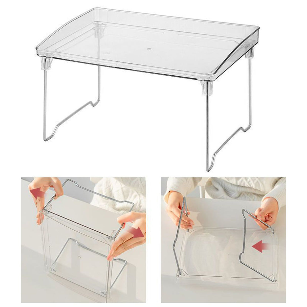 Stackable Clear Organizer Plastic Transparent Tabletop Storage Rack for Makeup Kitchen Tool Stationery One Tier Free Size
