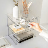 Stackable Clear Organizer Plastic Transparent Tabletop Storage Rack for Makeup Kitchen Tool Stationery One Tier Free Size