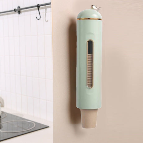 Disposable Paper Cup Organizer Large Capacity Automatic Wall Mounted Cup Dispenser for Home Office Green, image 6
