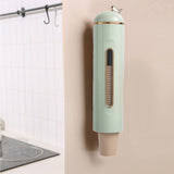 Disposable Paper Cup Organizer Large Capacity Automatic Wall Mounted Cup Dispenser for Home Office Green - Rear View