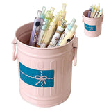Pen Holder Metal Large Capacity Cute Practical Office Desk Pencil Holder for Study Classroom Pink Free Size - Front View