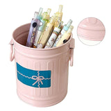Pen Holder Metal Large Capacity Cute Practical Office Desk Pencil Holder for Study Classroom Pink Free Size - Side View