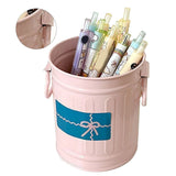Pen Holder Metal Large Capacity Cute Practical Office Desk Pencil Holder for Study Classroom Pink Free Size - Top-Down View