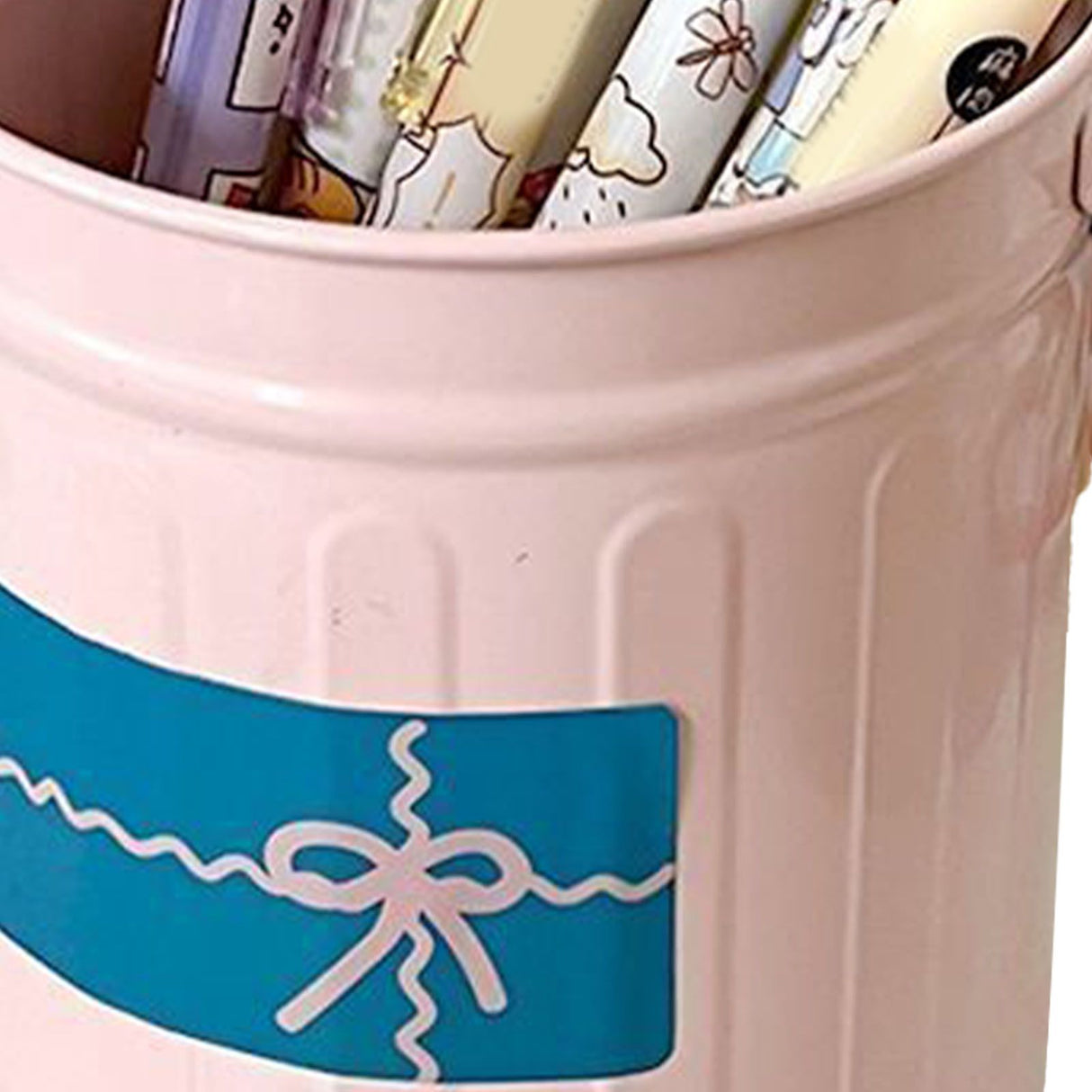 Pen Holder Metal Large Capacity Cute Practical Office Desk Pencil Holder for Study Classroom Pink Free Size