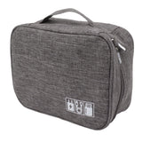 Portable Cord Bag Electronic Accessories Carry Case Waterproof Electronic Storage Bag for Chargers Hard Drives Grey - Front View