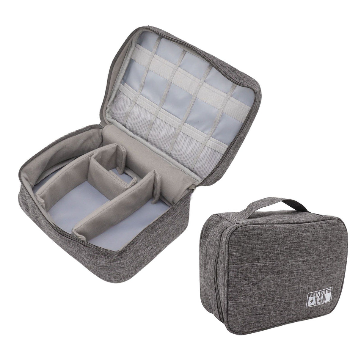 Portable Cord Bag Electronic Accessories Carry Case Waterproof Electronic Storage Bag for Chargers Hard Drives Grey