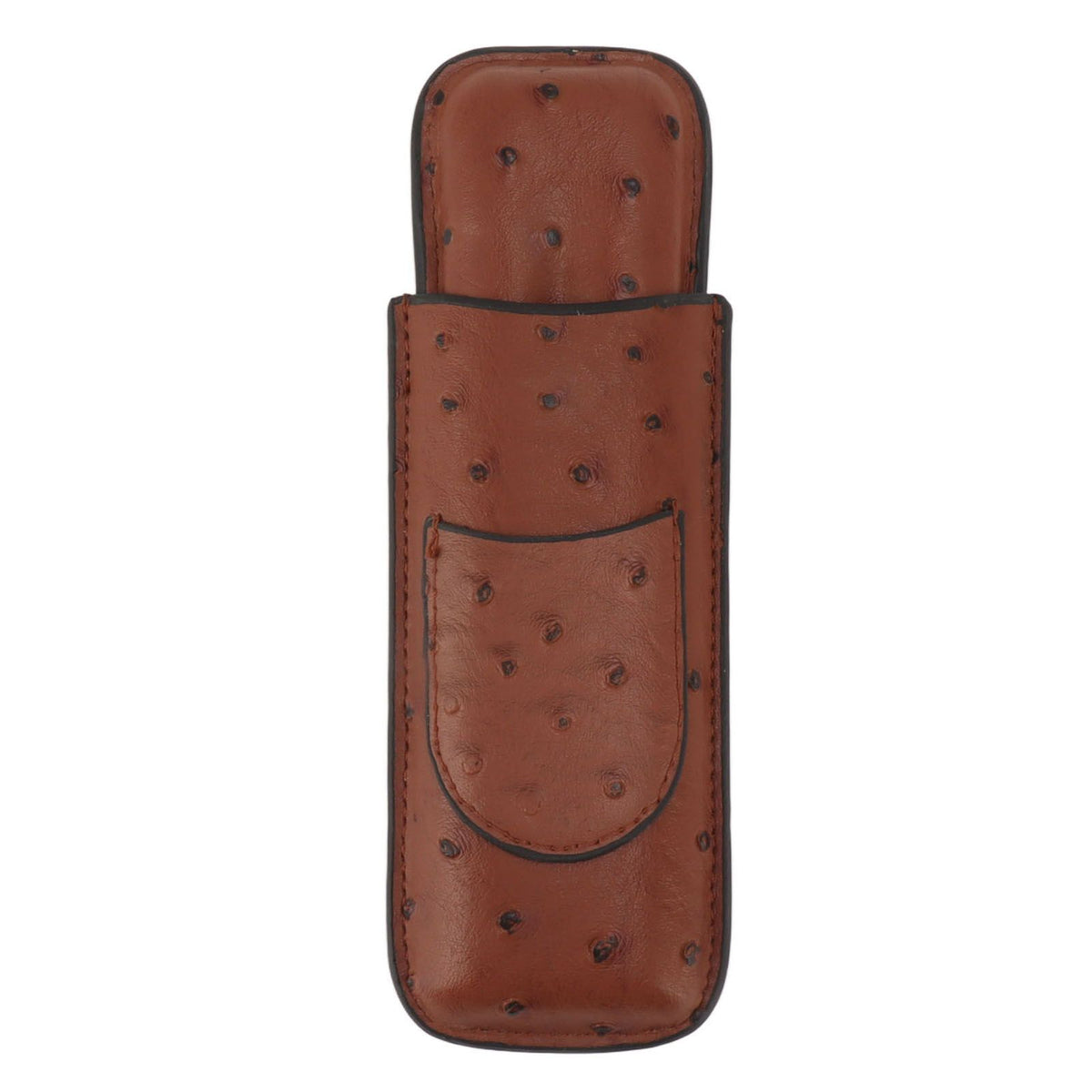 Cigar Case Holder PU Leather Brown 2 Finger Cigar Carrying Case with Front Pocket Portable for Anniversary Father's Day Gift