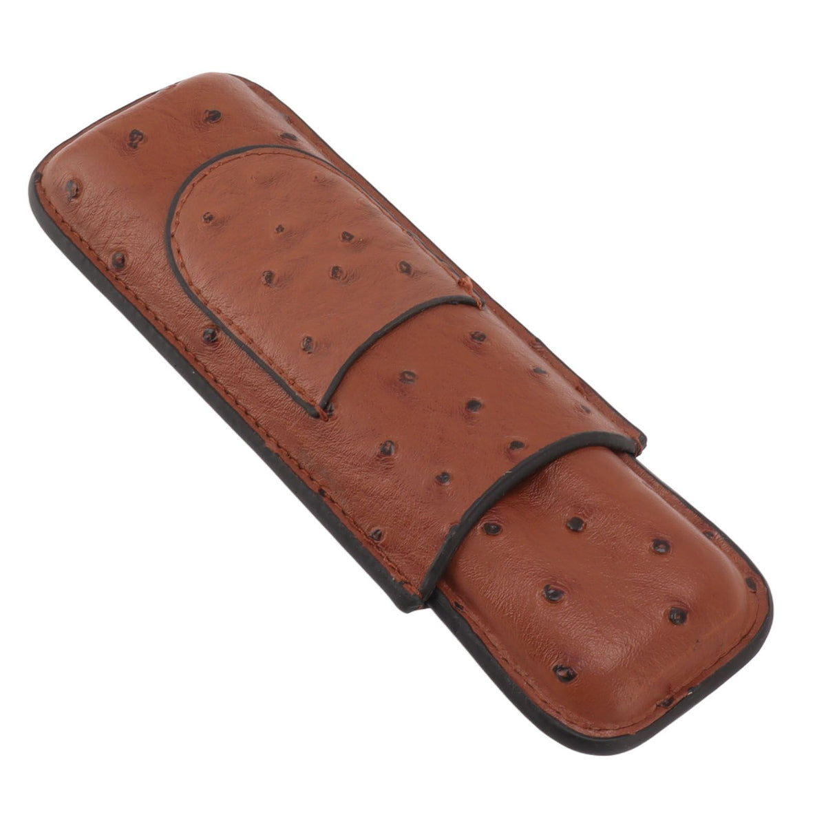 Cigar Case Holder PU Leather Brown 2 Finger Cigar Carrying Case with Front Pocket Portable for Anniversary Father's Day Gift