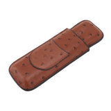 Cigar Case Holder PU Leather Brown 2 Finger Cigar Carrying Case with Front Pocket Portable for Anniversary Father's Day Gift