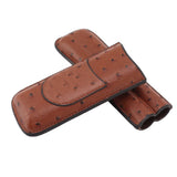 Cigar Case Holder PU Leather Brown 2 Finger Cigar Carrying Case with Front Pocket Portable for Anniversary Father's Day Gift - 45-Degree Angle