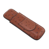 Cigar Case Holder PU Leather Brown 2 Finger Cigar Carrying Case with Front Pocket Portable for Anniversary Father's Day Gift