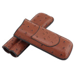 Cigar Case Holder PU Leather Brown 2 Finger Cigar Carrying Case with Front Pocket Portable for Anniversary Father's Day Gift