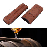 Cigar Case Holder PU Leather Brown 2 Finger Cigar Carrying Case with Front Pocket Portable for Anniversary Father's Day Gift - Extra Image