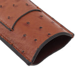 Cigar Case Holder PU Leather Brown 2 Finger Cigar Carrying Case with Front Pocket Portable for Anniversary Father's Day Gift
