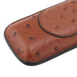 Cigar Case Holder PU Leather Brown 2 Finger Cigar Carrying Case with Front Pocket Portable for Anniversary Father's Day Gift
