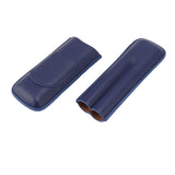 Cigar Case Elegant Vintage Hand Crafted Slim Portable 2 Fingers Cigar Holder for Travel Party Business Blue - Low Angle
