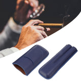 Cigar Case Elegant Vintage Hand Crafted Slim Portable 2 Fingers Cigar Holder for Travel Party Business Blue