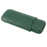 Cigar Case Fashion Elegant Portable Sturdy Crocodilian Skin Texture Faux Leather 2 Fingers Cigar Holder - Top-Down View