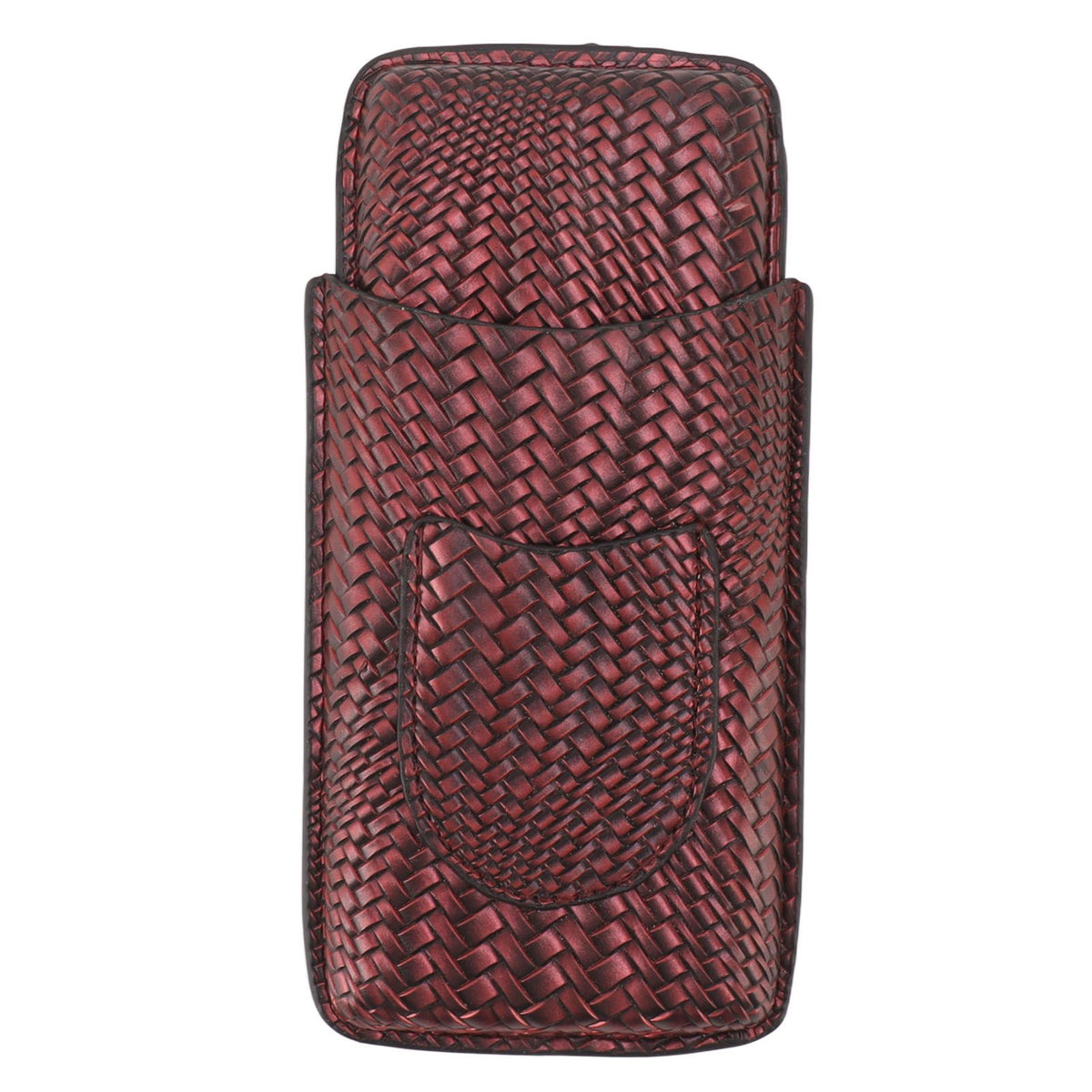 3 Finger Cigar Case Woven Pattern Portable Travel Leather Cigar Humidor Case Smoking Accessories Purple