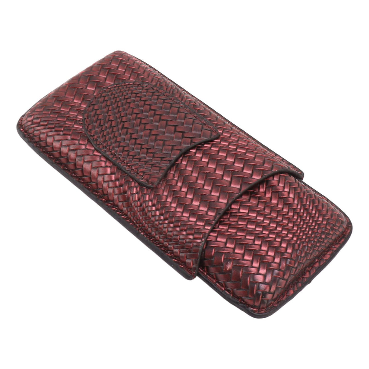 3 Finger Cigar Case Woven Pattern Portable Travel Leather Cigar Humidor Case Smoking Accessories Purple