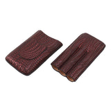 3 Finger Cigar Case Woven Pattern Portable Travel Leather Cigar Humidor Case Smoking Accessories Purple - 45-Degree Angle